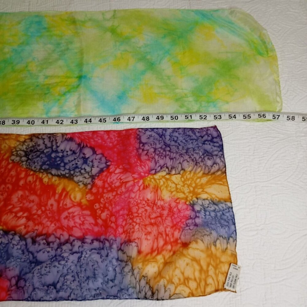 Handmade Tie-Dye Silk Scarves Multicolor Lightweight & Soft Elegant Styling - Picture 3 of 6